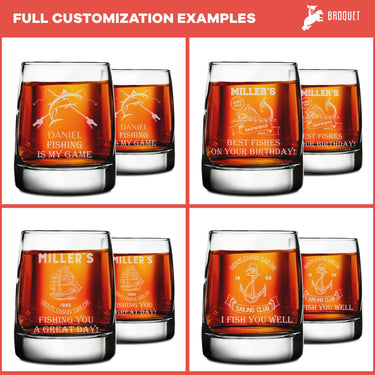 Personalized Whiskey Glass Fisherman Gift